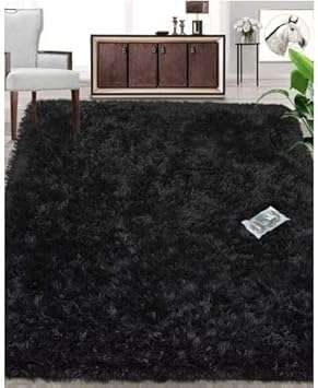 Large Premium Fluffy Carpet/Rug - Full Black