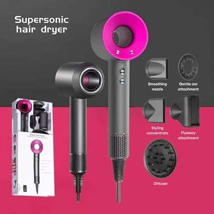 Professional High-Speed Hair Dryer with Curling Attachment - Premium Hair Care & Styling Tool for Al