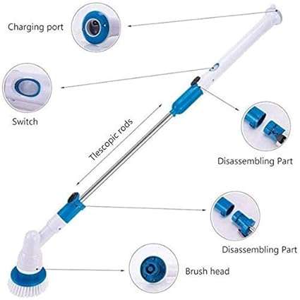 Plastic Electric Spin Scrubber Machine Floor Bathroom Tiles Cleaner Tool with 3 Replaceable Brushes