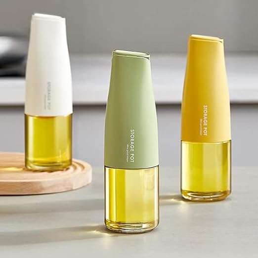 Glass Olive Oil Dispenser, Oil And Vinegar Dispenser Set With Silica Gel Pourers, Weighted Pourer, D