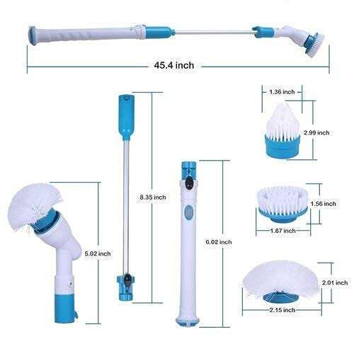 Plastic Electric Spin Scrubber Machine Floor Bathroom Tiles Cleaner Tool with 3 Replaceable Brushes