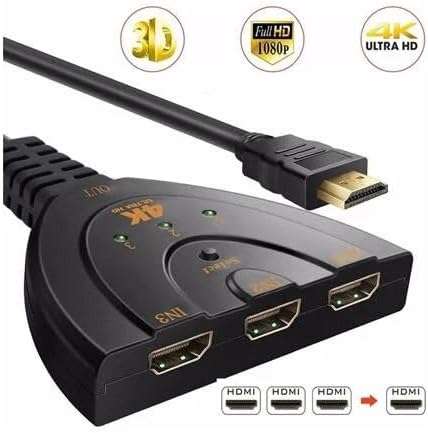3-IN-1 HDMI Switcher with Selector 4K 60Hz, HDMI with Pigtail HDMI Cable,Supports Full HD 4K 1080P 3