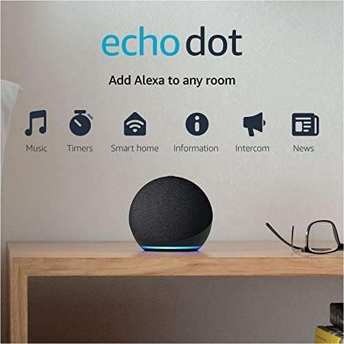 Amazon Echo Dot (4th Gen) Smart Speaker, Sleek Design, Full Sound, Bluetooth, and Alexa, Charcoal