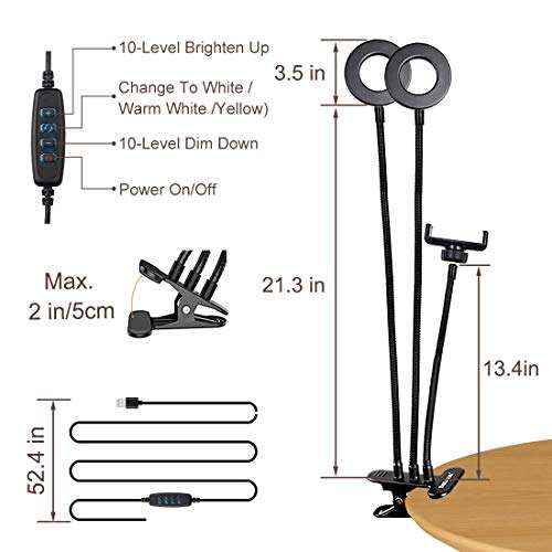 DAKASON Clip on Ring Light for Video Conference Lighting, USB Laptop Light for Zoom Meeting, LED ...