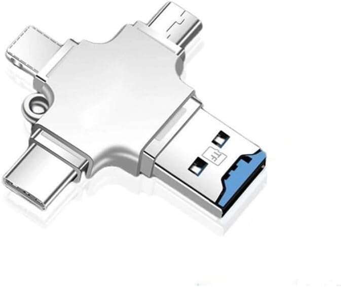 4 in 1 OTG Four Ports : Lightning + Type C + Micro USB + USB Card Reader