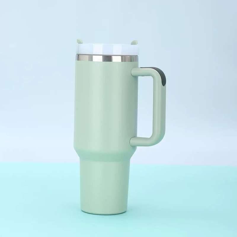 1.2L STAINLESS STEEL TUMBLER CUP WIITH STRAW & SILICONE SEAL (TURQUOISE)