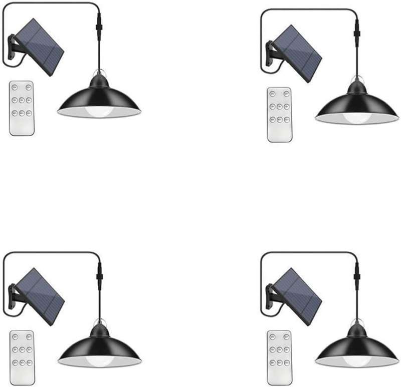 Solar Powered Hanging LED Lights With Remote - Set Of 4