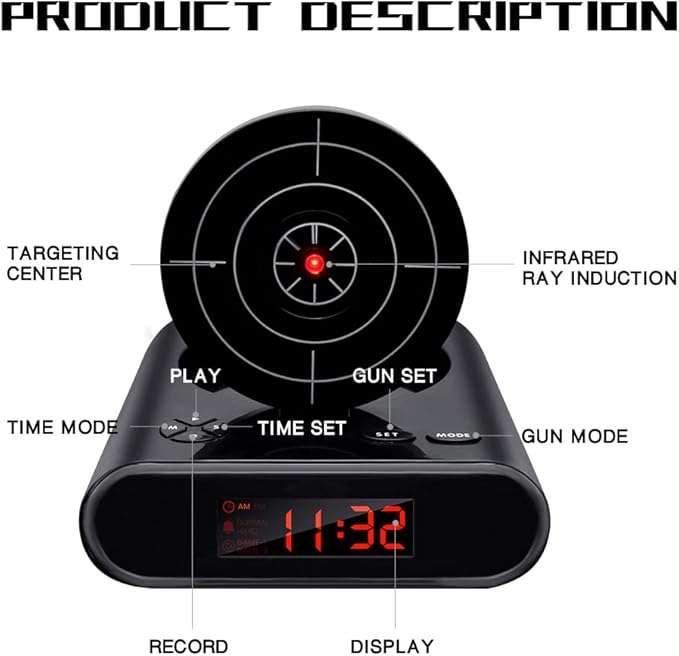 Lock N' Load Gun Alarm Clock Target Alarm Clock Creative Clock