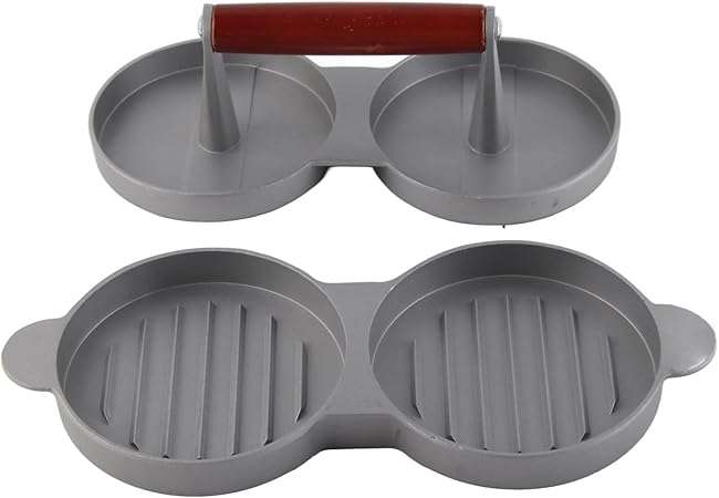 Burger Press, Double Hamburger Patty Maker Aluminum Hamburger Patty Maker Burger Meat Moulds for Ki
