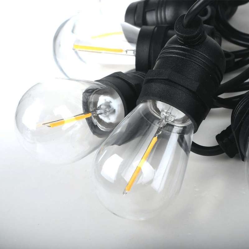 5m LED Solar Powered Outdoor Hanging Bulb Socket String Lights Warm White - 10-Bulb