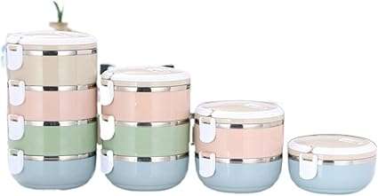 Round 2-layer stainless steel insulated lunch box compartment lunch box lunch box