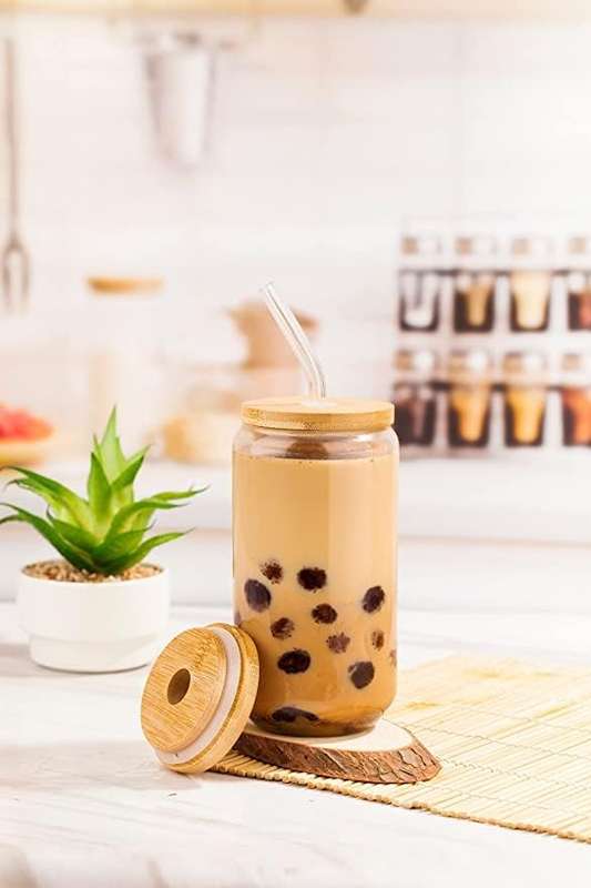 Drinking Glass with Straw 600ml