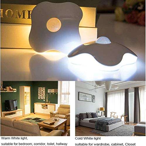 Wireless Motion Sensor Night Light, Battery Operated Bathroom Night Light LED Motion Activated Night Light with Adhesive Pads Stick-on Anywhere for Indoor, Hallway, Stairs, Toilet, Wardrobe, Closet