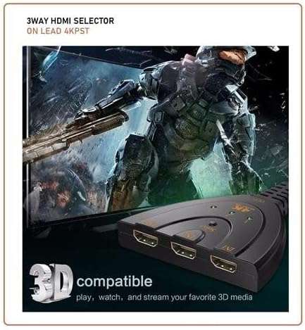 3-IN-1 HDMI Switcher with Selector 4K 60Hz, HDMI with Pigtail HDMI Cable,Supports Full HD 4K 1080P 3