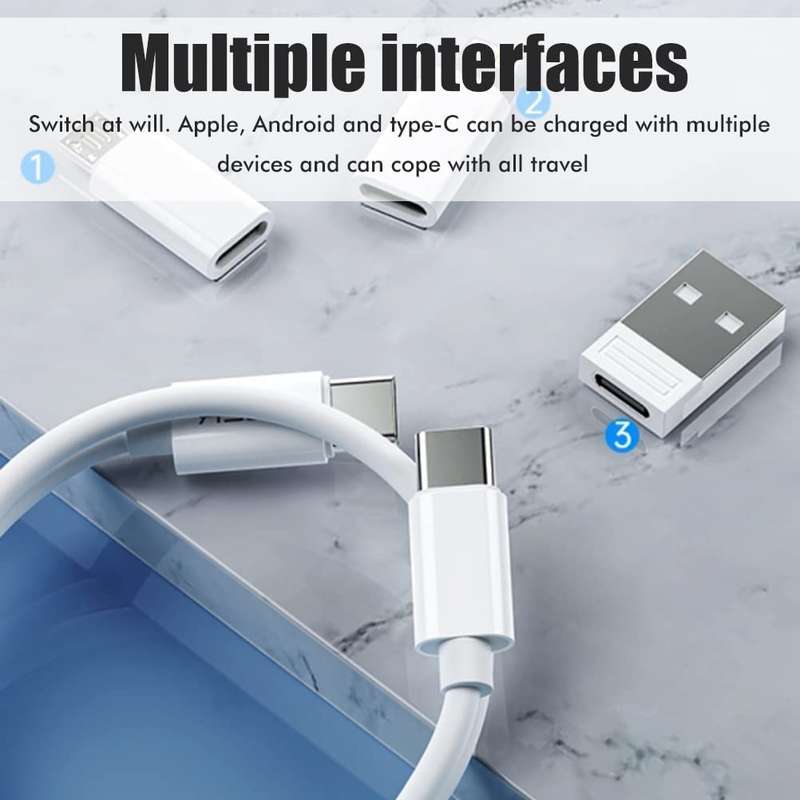 Mini Multi-Functional Fast Charging Data Cable Set for Apple, Android, Type C Charging with Retrieve