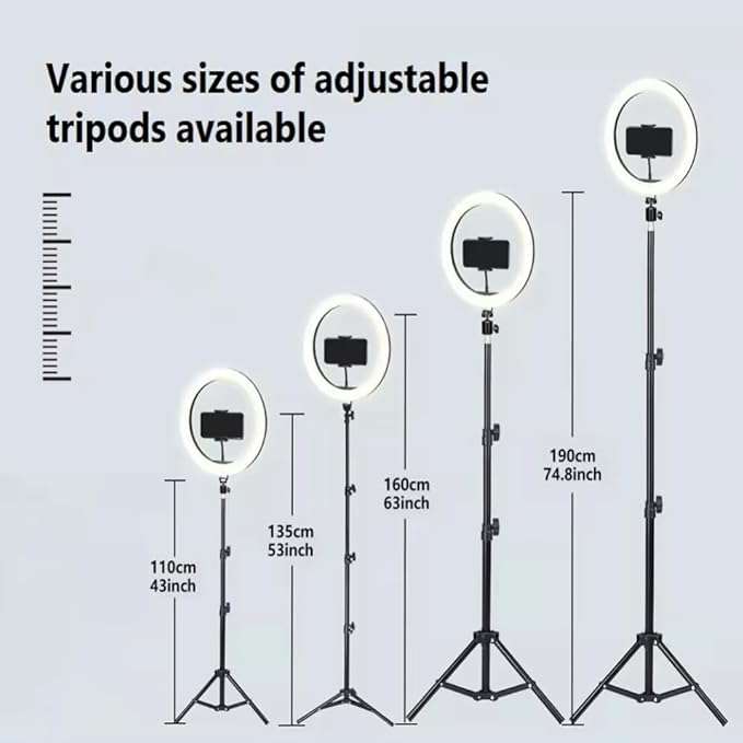 14 inch RGB ring light set with telescoping stand and phone holder