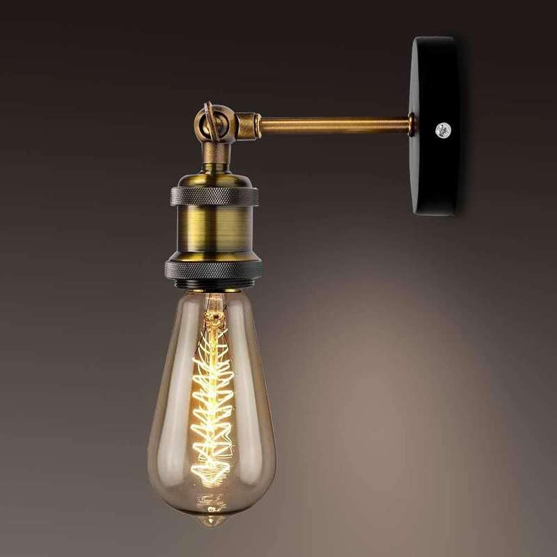 PIANUO Retro Brass Wall Light Antique Wall Sconce Adjustable Up and Down Lighting Fixture with E27 S