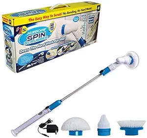 Plastic Electric Spin Scrubber Machine Floor Bathroom Tiles Cleaner Tool with 3 Replaceable Brushes