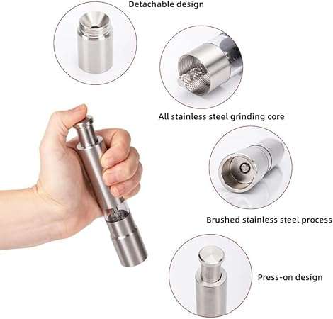 Manual Pepper Grinder,Salt Grinder Refillable,Spice Grinder for Black Pepper,Sea Salt and Himalayan