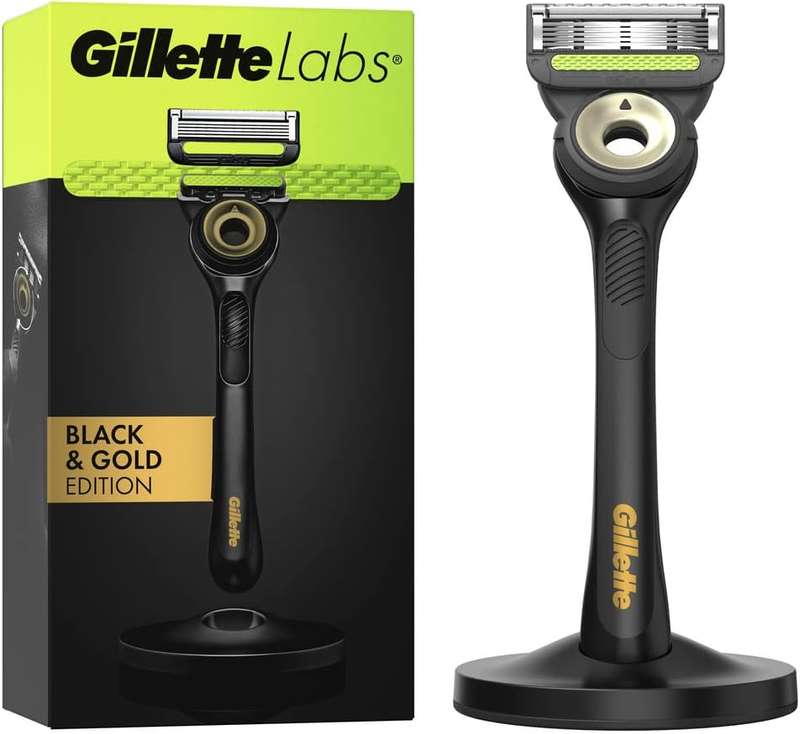 Gillette Labs Men`s Razor + 5 Razor Blades, with Exfoliating Bar Black & Gold Edition