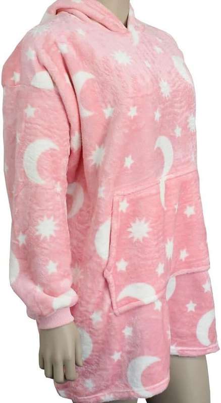 GLOW IN THE DARK STARRY NIGHT LUXURY FLEECE BLANKET HOODIE - PINK