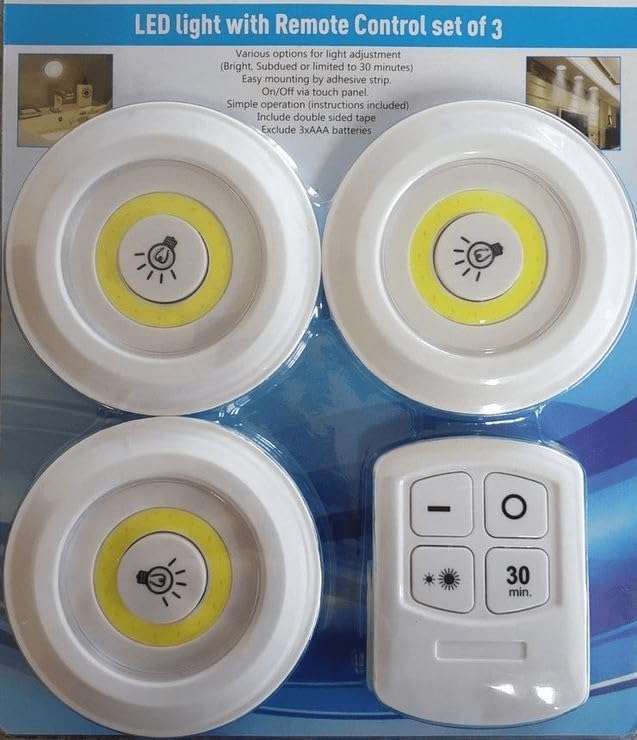 LED Light With Remote Control - Set of 3 Lights