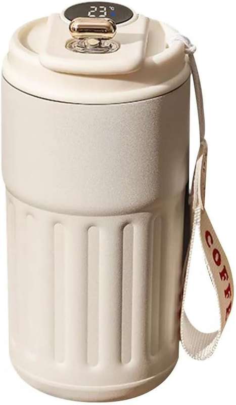 450mL Stainless Steel High Vacuum Coffee Flusk - CREAM WHITE