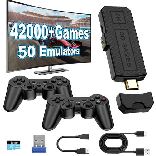 Wireless Retro Game Stick,Arcade Pandora Stick,Built in 42,000+ Games with 50+ Emulators,4K HDMI Out