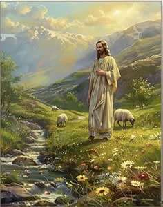 Paint by Number DIY Kit, 50x40cm - Jesus by the stream