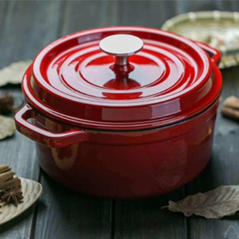 Strew Pot Cast Iron Pot, Stockpot Pot Iron Pot with Lid Dual Loop Handle Cast Iron Pot