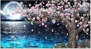 Paint by Number DIY Kit, Moon Blossoms - 40x90