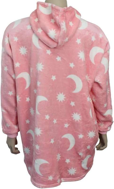GLOW IN THE DARK STARRY NIGHT LUXURY FLEECE BLANKET HOODIE - PINK