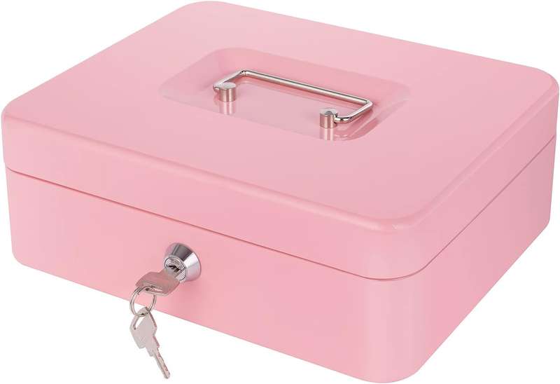 Key Lock Cash Box with Money Tray