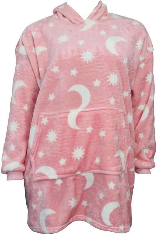 GLOW IN THE DARK STARRY NIGHT LUXURY FLEECE BLANKET HOODIE - PINK