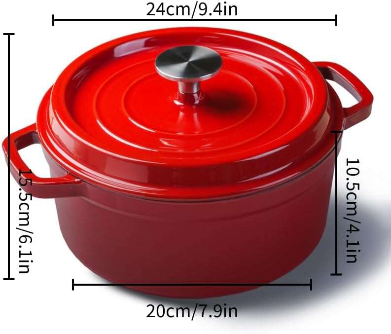 Strew Pot Cast Iron Pot, Stockpot Pot Iron Pot with Lid Dual Loop Handle Cast Iron Pot