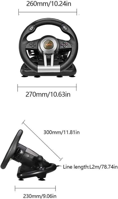 Profession Racing Game Steering Wheel with Brake Pedal for PC, PS3, PS4 and Xbox One