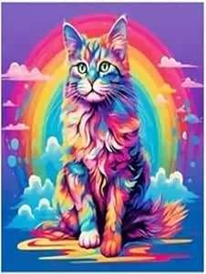Paint by Number DIY Kit, 50x40cm - Rainbow cat