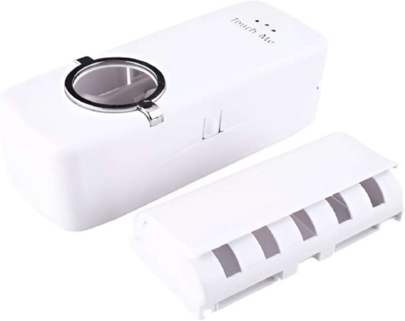 Toothpaste Dispenser and Toothbrush Holder  Automatic Hands-Free Toothpaste Squeezer with Wall Mou