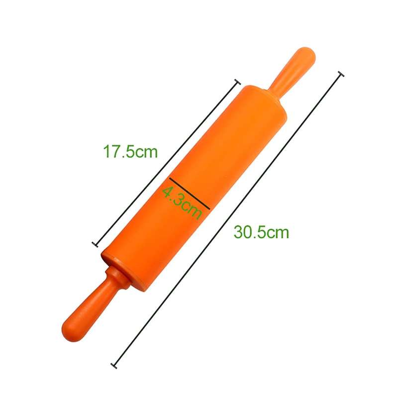 KT32176 Rolling Pin 46Cm (L) 21Cm (D) Silicone Roller Wood, Silicone Rolling Pin Kitchen Tool Set