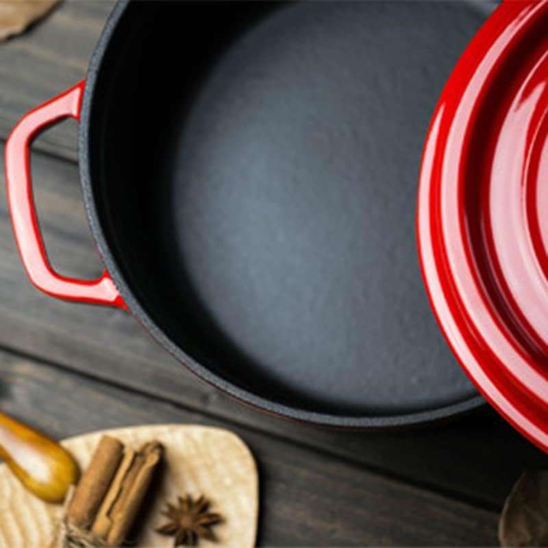 Strew Pot Cast Iron Pot, Stockpot Pot Iron Pot with Lid Dual Loop Handle Cast Iron Pot