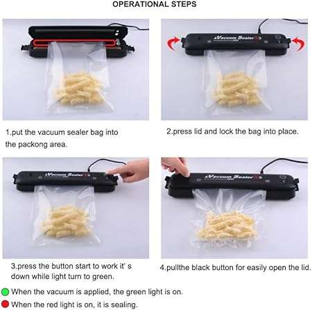 Vacuum Sealer Machine  Food Preservation Storage Saver with 10 Free Bags  Compact and Easy to Use