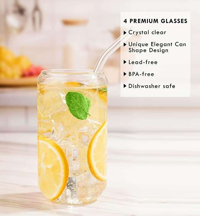 Drinking Glass with Straw 600ml