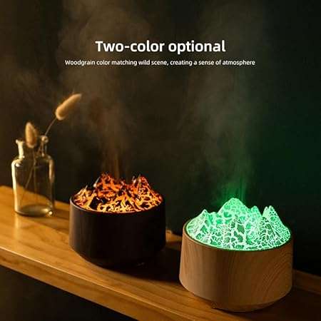 Volcano Flame Aromatherapy Diffusers Fragrant Humidifier Vaporizer with Remote Control, Night Light