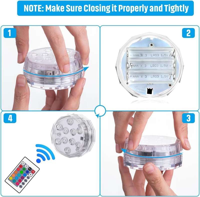 Submersible LED Waterproof Multi-color Battery Remote Control Decorative Ambient Lighting - Set of 2