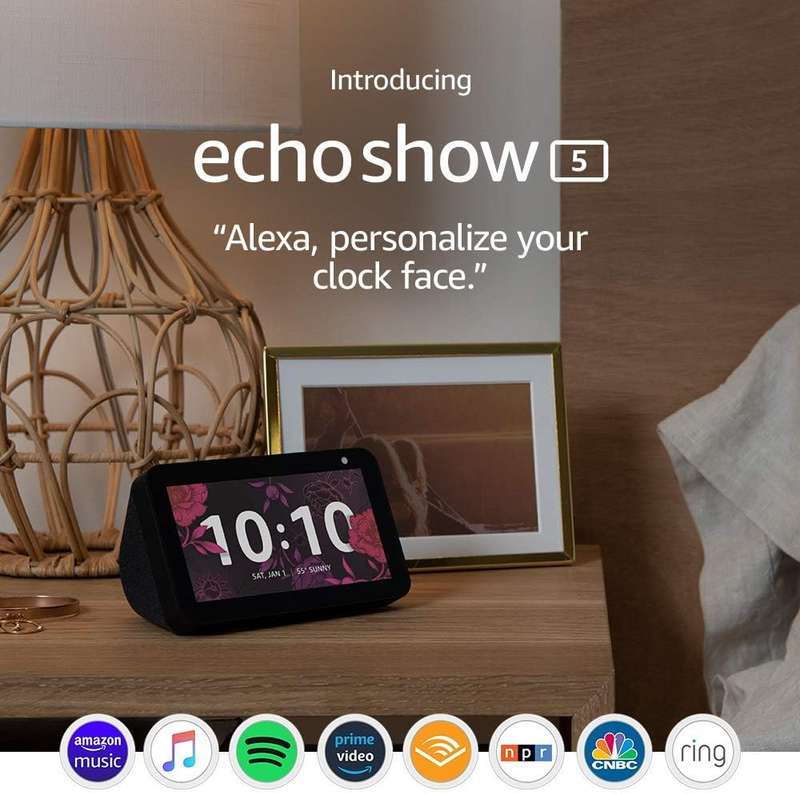 Amazon Refurbished: Echo Show 5 (1st Gen)  Compact smart display with Alexa - Charcoal