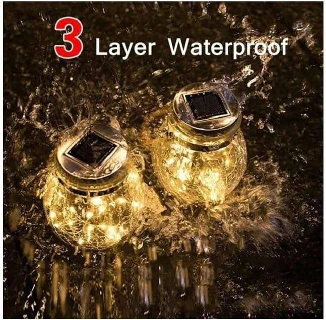 Solar Cracked Glass Hanging Lanterns with Handles  Set of 2
