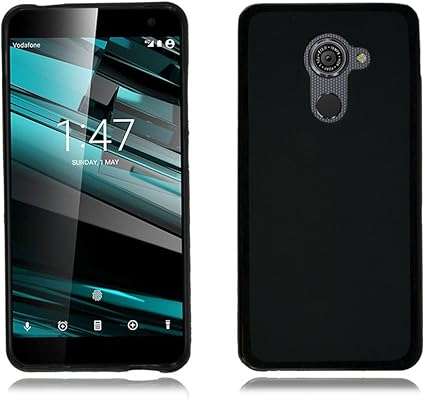 PIXFAB For Vodafone Smart Platinum 7 New Black Gel Silicone Phone Case Cover + Screen Protector
