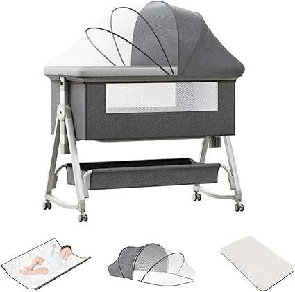 Baby Bedside Crib, Baby Cot, Bedside Co-Sleeper, Moving Baby Bassinet, Rocking Cradle - Convertible,
