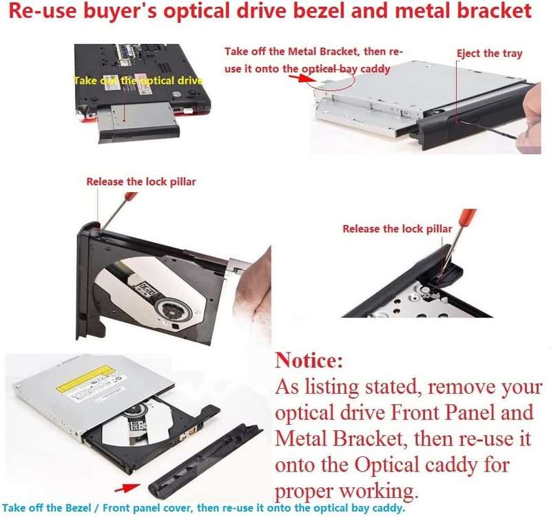 2nd Hard Drive HDD SSD Caddy for replacing DVD Drive