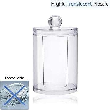 Cosmetic Cotton Pads Storage Rack - Large Capacity Qtip Dispenser Holder Transparent Acrylic Storage